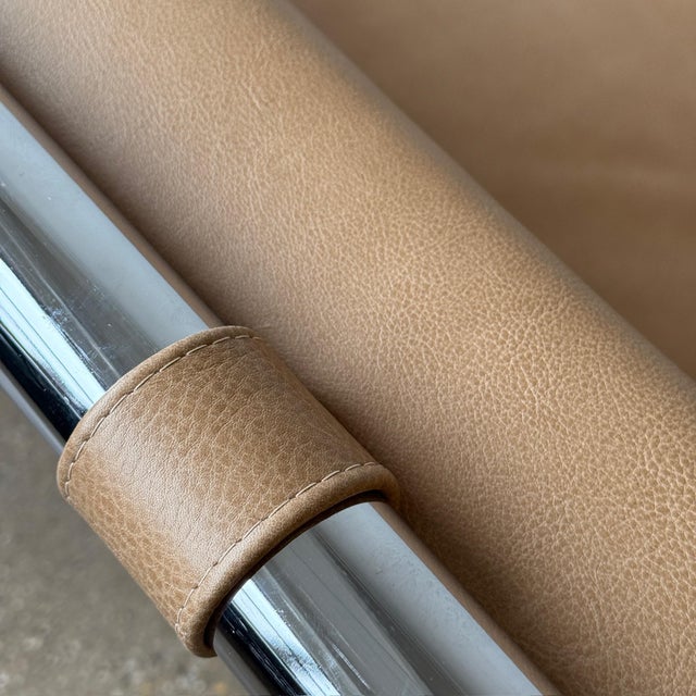 1970s Leather/Chrome Sled Settee Attributed to Arthur Umanoff for Directional For Sale - Image 10 of 10