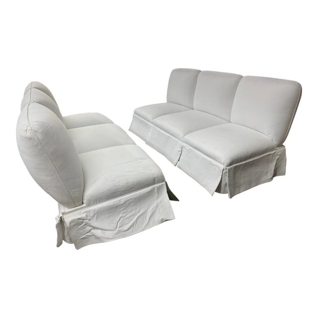 19th Century Madeleine Castaing Slipper Sofa Set of 2 For Sale