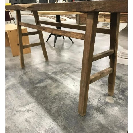 Antique Primitive Wood Mortise Workbench Console Table For Sale In Los Angeles - Image 6 of 6