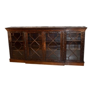 19th-C. Mahogany Carved Bookcase For Sale
