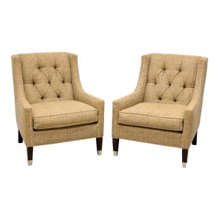 Vanguard "Flynn" by Michael Weiss Tufted Club Chairs - Pair For Sale