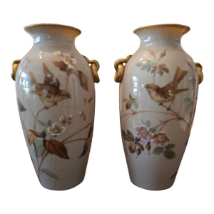 Antique Baccarat Style French Opaline Vases- a Pair