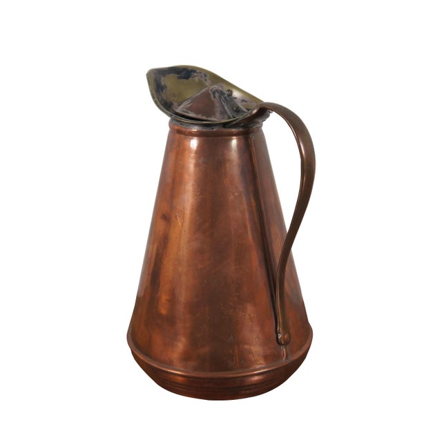 Industrial Antique Arts & Crafts Insulated Copper Farmhouse Lidded Jug Pitcher Kettle For Sale - Image 3 of 12