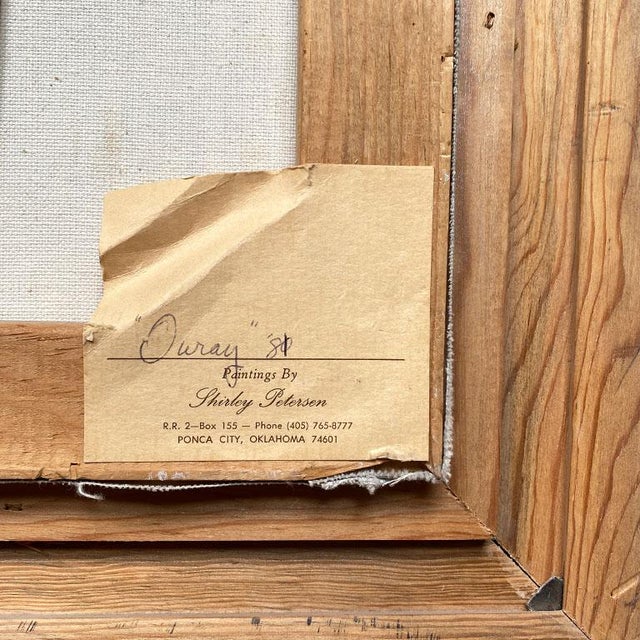 Textile Framed Landscape Oil on Canvas Painting Titled "Ouray" - Shirley Petersen 1981 For Sale - Image 7 of 11