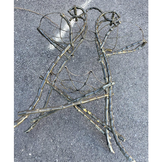 Late 19th Century Gothic Shaped Bamboo Tiered Plant Stand W/Wire Spider Web Holders Painted Black For Sale - Image 6 of 17