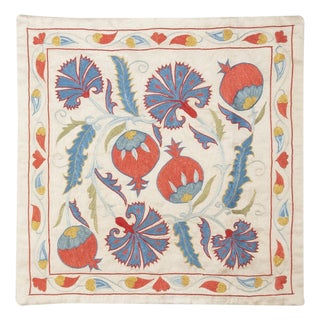 19"x20" 100% Silk Cushion Cover. Hand-Embroidered Pillowcase. Modern Lace Pillow For Sale