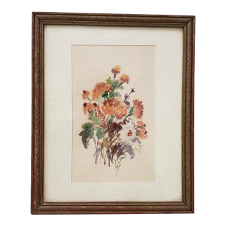 Vintage 1960s Watercolor of Fresh Picked Flowers by Jessie Walberg (New York, 20th C.) For Sale