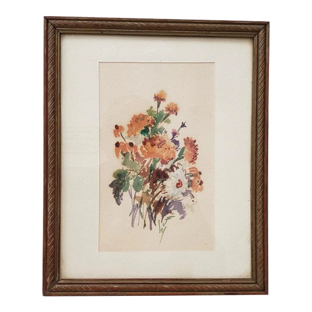 Vintage 1960s Watercolor of Fresh Picked Flowers by Jessie Walberg (New York, 20th C.) For Sale