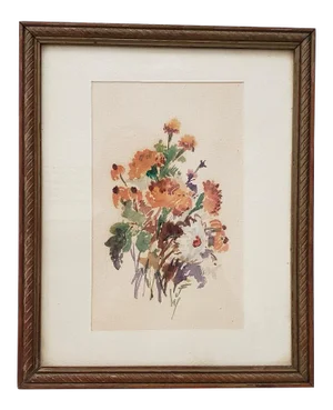 Vintage 1960s Watercolor of Fresh Picked Flowers by Jessie Walberg (New York, 20th C.)