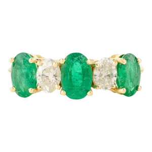 Modern Emerald Diamond Alternative Wedding Band Size 7