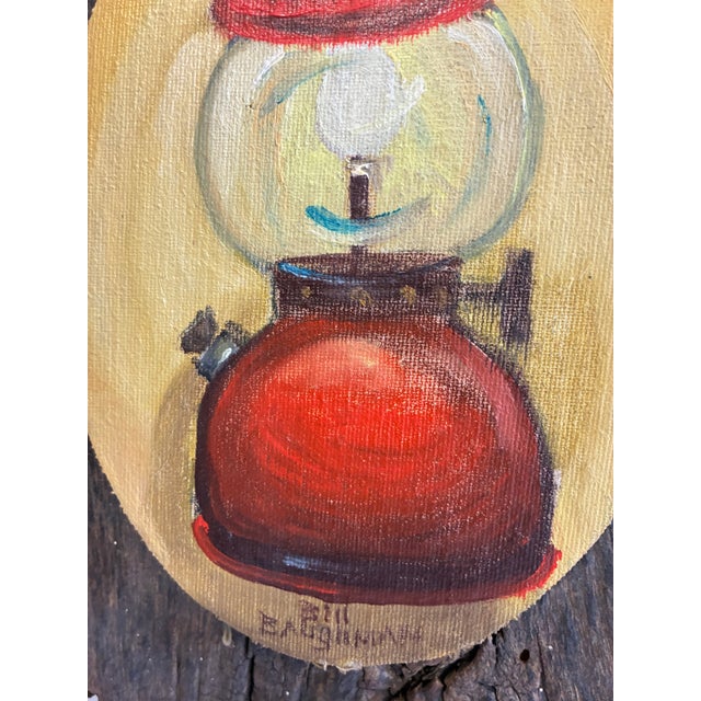 This one-of-a-kind rustic wall sculpture combines an original folk art painting of a classic red kerosene lantern with an...