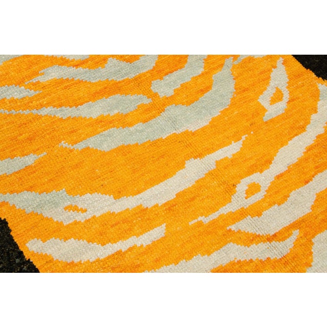Black 6 X 8 Handmade Tiger Designed Black Wool Rug For Sale - Image 8 of 10
