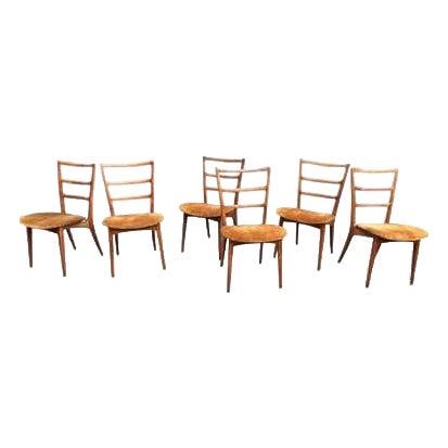 Set of 6 Italian Inspired Polish Dining Chairs, Mid-20th Century, 1960 For Sale