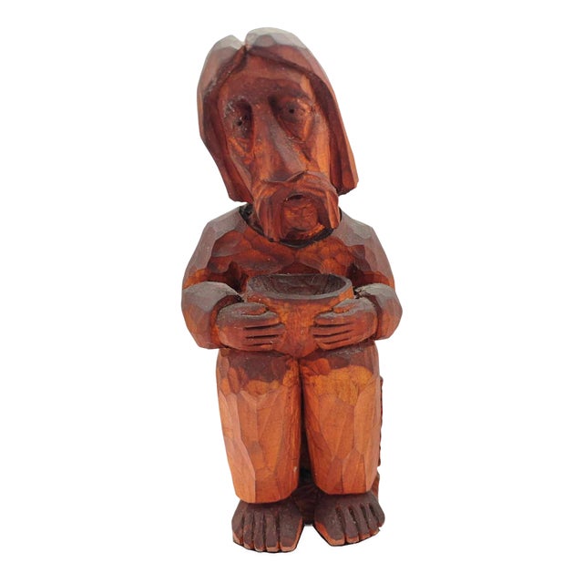 Brown Wooden Sculpture, 1960s For Sale
