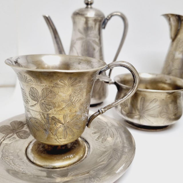 Art Nouveau Alpaca Silver Coffee Service, 1890s, Set of 7 For Sale - Image 14 of 18
