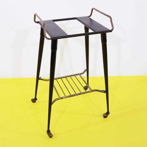 Metal Service Cart with Grille Shelf and Wheels For Sale - Image 9 of 9