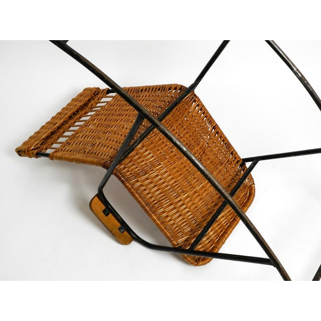Mid-Century Modern Rocking Chair in Black Painted Metal and Rattan, 1950s For Sale - Image 9 of 18