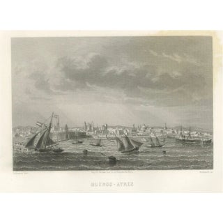After Lebreton, Illustration of Buenos Aires, City and Harbor View, 1867, Engraving For Sale
