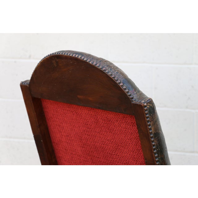 Pair of Early 18th Century Carved Wood Armchairs With Embossed Leather Upholstery For Sale - Image 15 of 18
