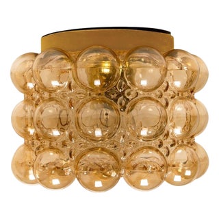 Amber Glass Wall Sconce or Flush Mount attributed to Helena Tynell for Limburg, 1960s For Sale