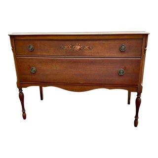 1960s Berkey & Gay Vintage Two Drawer Dresser With Antique Brass Hardware For Sale