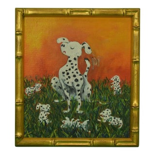 Mid 20th Century Dalmatians Oil on Canvas For Sale