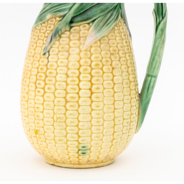 English Majolica Corn Pitcher and Vases, 3 Pieces For Sale - Image 9 of 14