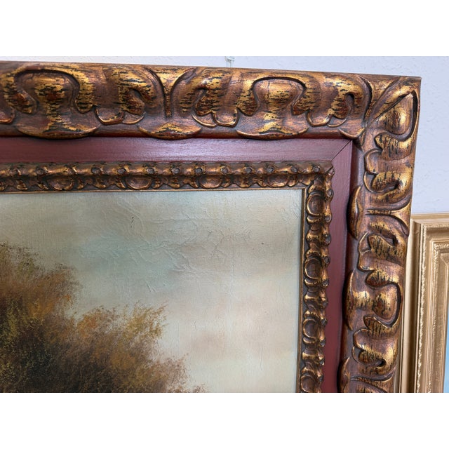 Brown Large Antique European School Oil/Canvas Painting Signed Landscape Ornate Framed For Sale - Image 8 of 12