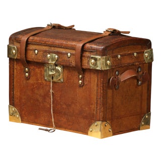 Leather Doll Trunk with Key For Sale
