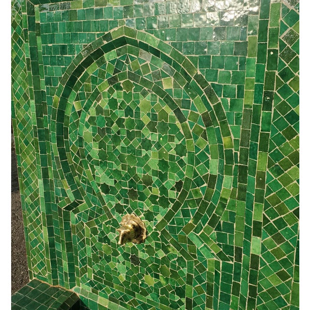 2020s Large Tamegroute Green Moroccan Mosaic Tile Fountain For Sale - Image 5 of 7