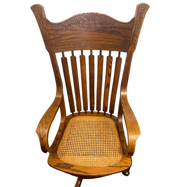 1940s Antique Cane Oak Office Chair Chairish