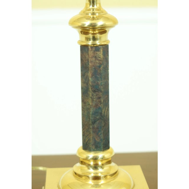 Regency Style Brass Table Lamp W. Shade For Sale - Image 4 of 8