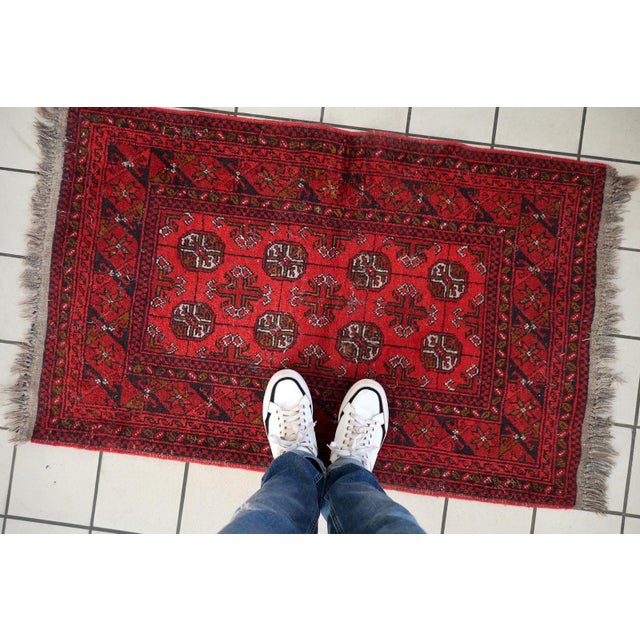 Tribal 1920s, Antique Afghan Ersari Tribal Rug 3' X 4' For Sale - Image 3 of 9