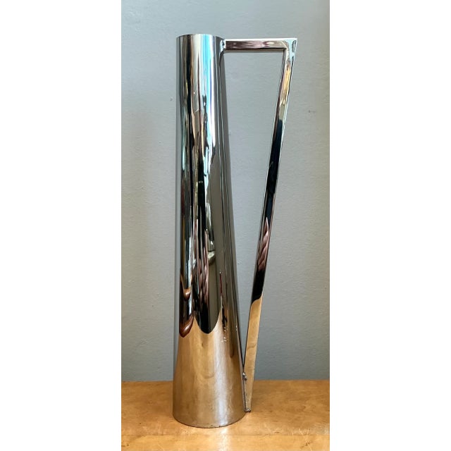 Vintage Modernist Metal Tall Pitcher For Sale - Image 10 of 14