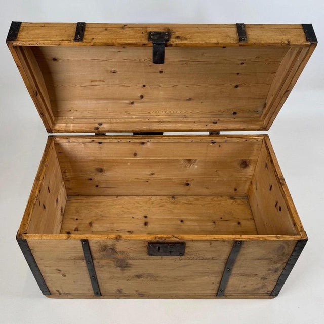 19th Century Antique English Pine Dome-Top Storage Chest For Sale - Image 11 of 12