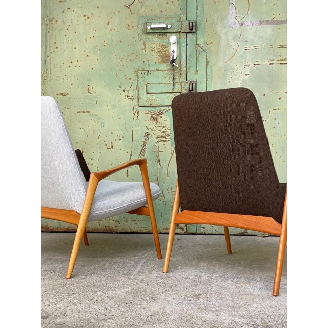 Scandinavian Modern Easy Chairs in Cherrywood and Hallingdal Fabric, 1960s, Set of 2 For Sale - Image 9 of 13