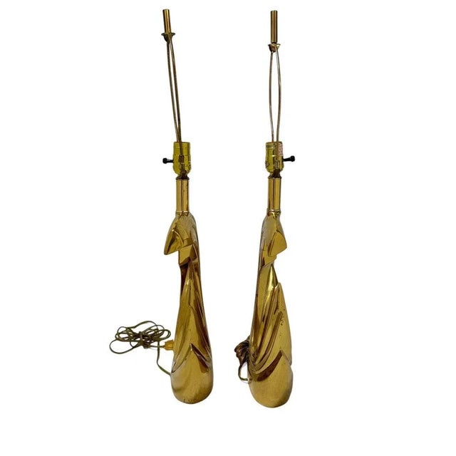 Pair of Pierre Cardin Brass Tidal Wave Lamps For Sale - Image 11 of 12
