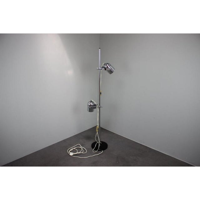 Vintage Adjustable Double Spotlight Floor Lamp in Chrome, Czechoslovakia, 1970s For Sale - Image 6 of 12