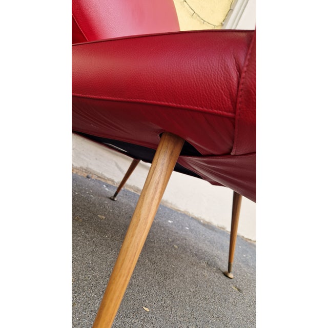 Set of Model DU55 Chairs in Red Leather by Gastone Rinaldi for Poltrona Frau, 1954 For Sale - Image 14 of 18