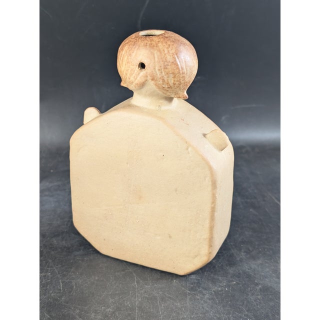 1970s Mid-Century Japan Stoneware Sunflower Girl Bud Vase Japan 1970's For Sale - Image 5 of 8