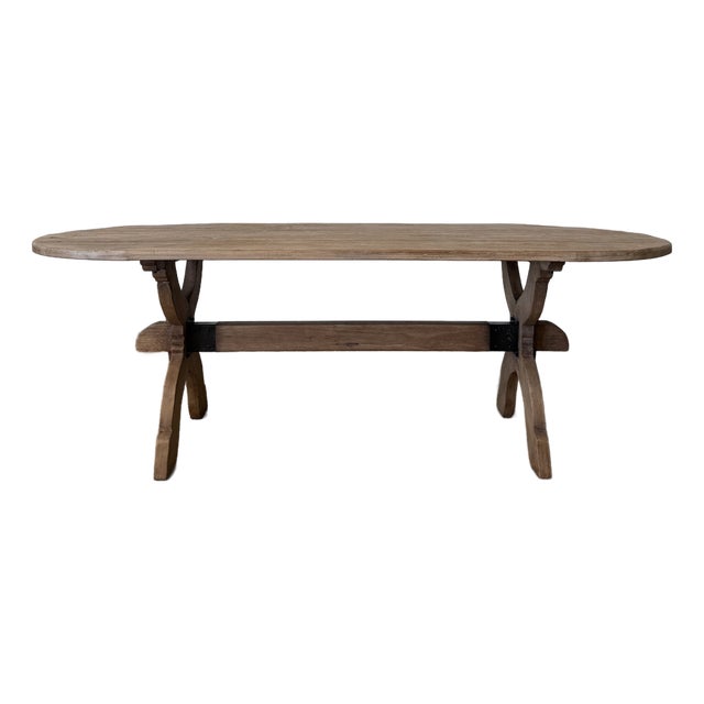 Costa 96” Reclaimed Pine Oval Dining Table in Vintage Natural For Sale