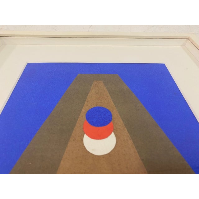 Paper Italo Valenti, Pyramids in Blue, 1973, Collage and Gouache For Sale - Image 7 of 9
