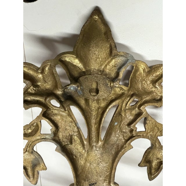Vintage Mid Century Decorative Brass Sconces Pair of 2 For Sale In West Palm - Image 6 of 9