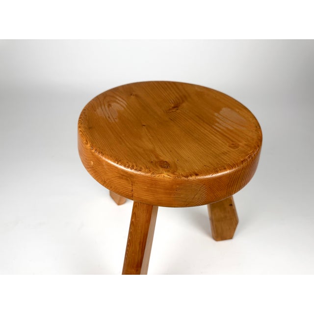 Pine Sandoz Stool by Charlotte Perriand for Les Arcs, France, 1960s For Sale - Image 12 of 18