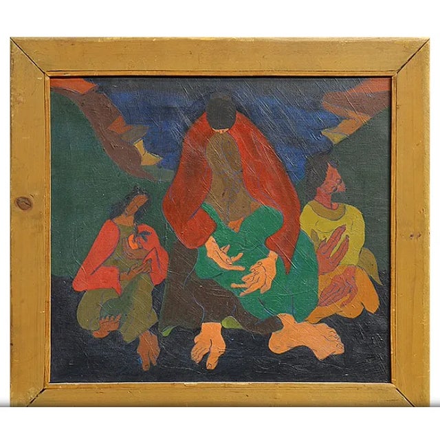 Original Afred John Rogoway Attributed Oil Canvas Modern Surrealist Painting For Sale - Image 9 of 9