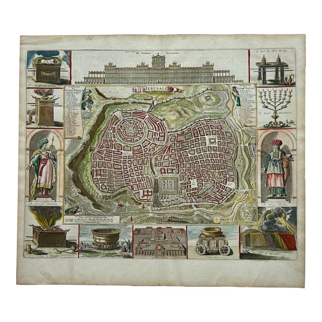 Jerusalem, Original Map by Daniel Stoopendaal, Circa 1710 For Sale