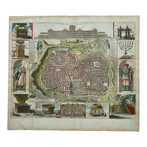 Jerusalem, Original Map by Daniel Stoopendaal, Circa 1710
