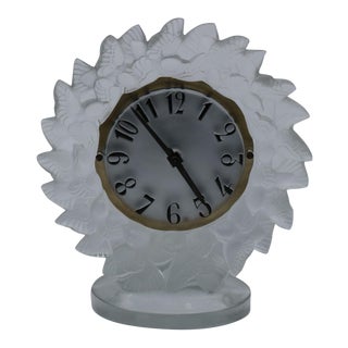 1930s Rene Lalique Frosted Glass Roitelets Clock For Sale