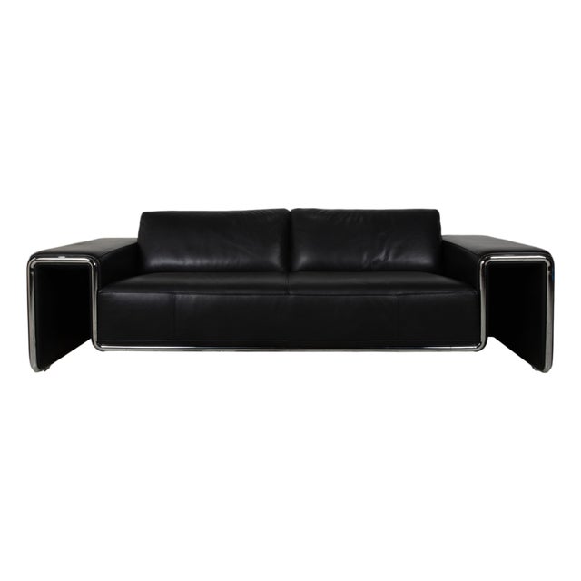 DS-180 Leather Three-Seater Black Sofa from de Sede For Sale