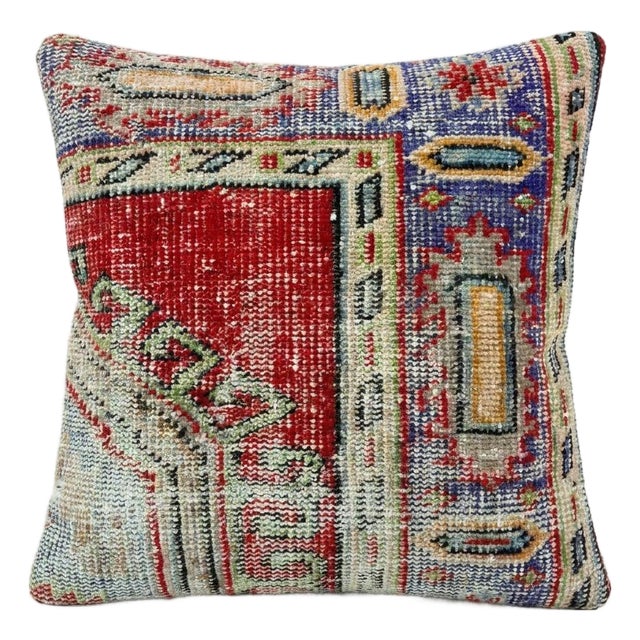 Turkish Oushak Rug Pillow Cover 20'' X 21'' For Sale